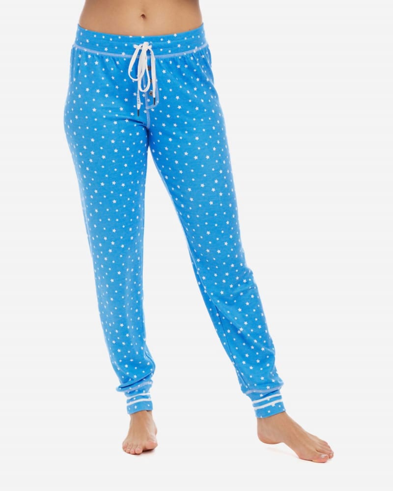 Front of a model wearing a size L Star Jogger in Tranquil Blue in Tranquil Blue by PJ Salvage. | dia_product_style_image_id:340444